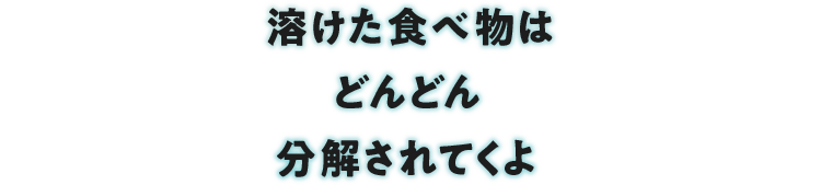 溶けた食べ物はどんどん分解されてくよ