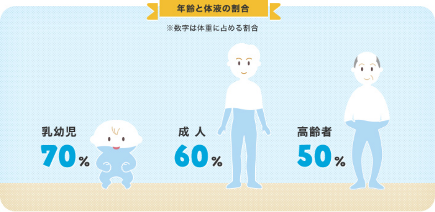 年齢と体液の割合