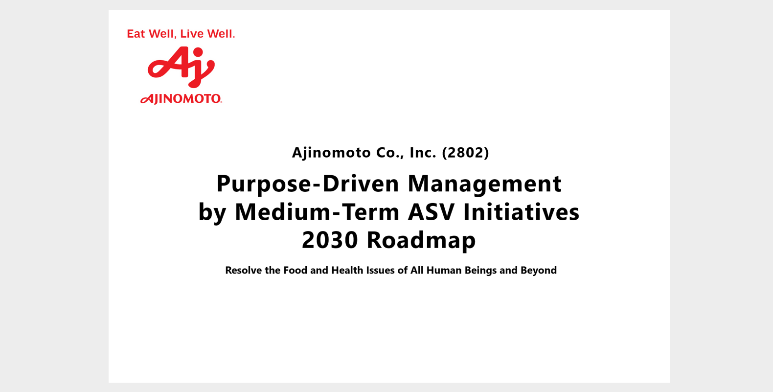 Medium-Term ASV Initiatives (Management Policy)