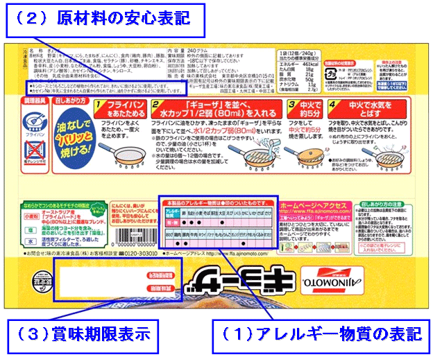 お客様に安心しておいしく食べていただける冷凍食品を目指して 味の素冷凍食品 パッケージにアレルギー物質をわかりやすく表記 ２００５年２月発売製品より実施