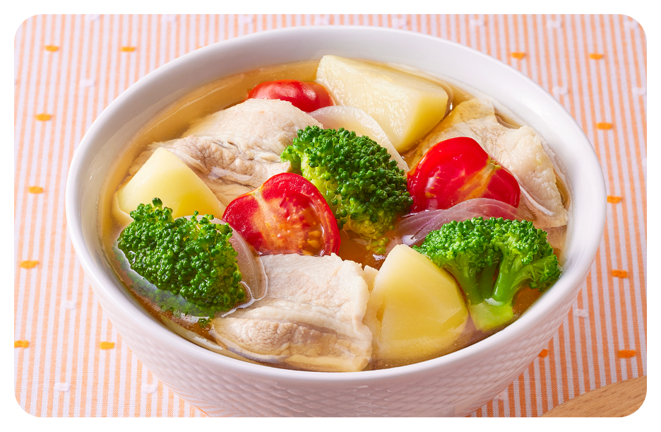 豚バラとじゃがいものいろどりまんぷくスープ