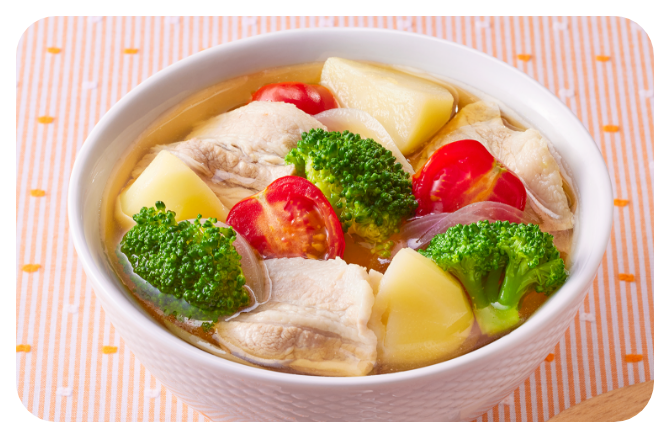 豚バラとじゃがいものいろどりまんぷくスープ