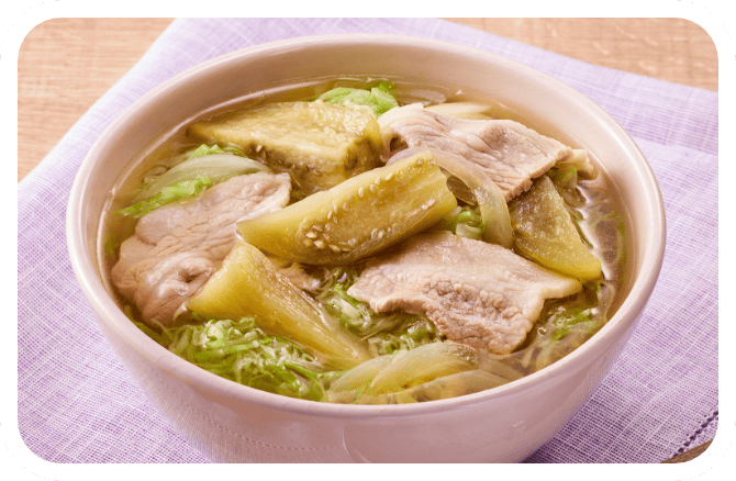 豚バラとなすのじゅわとろまんぷくスープ