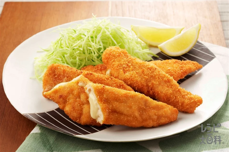 ササミチーズかつの盛り付け参考の料理写真です