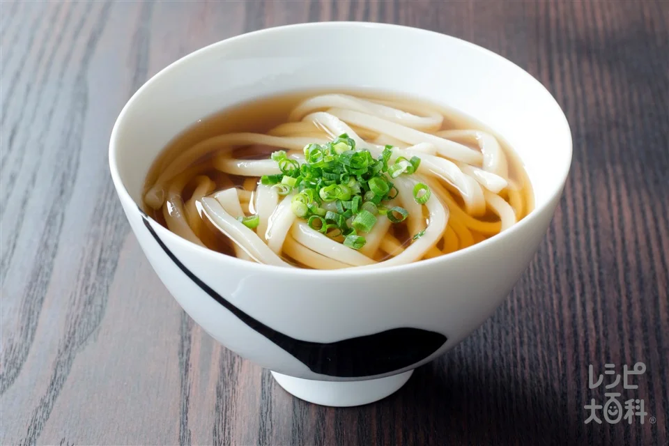 うどんのつゆの盛り付け参考の料理写真です