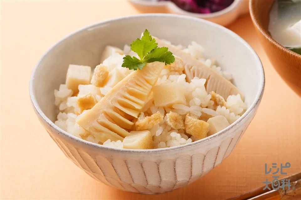 たけのこのだし炊きご飯の盛り付け参考の料理写真です