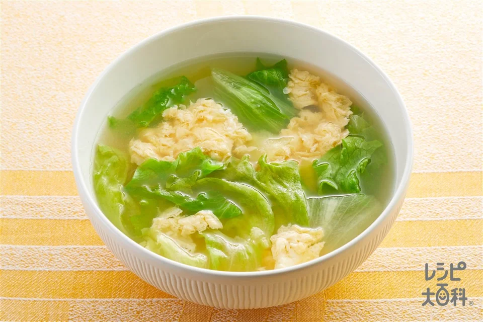 まるどりふわ玉レタススープの盛り付け参考の料理写真です