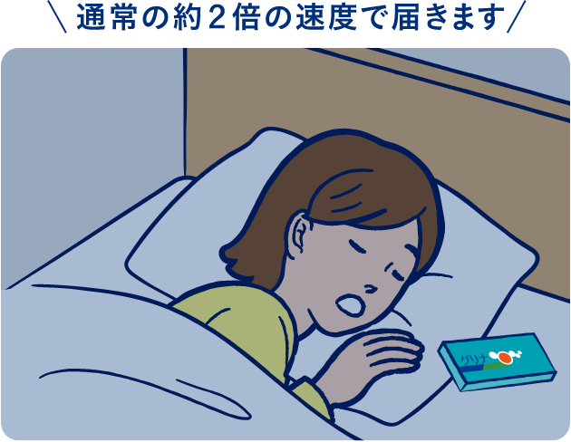 通常の約2倍の速度で届きます