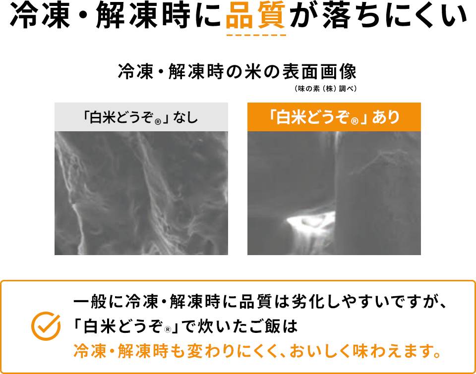 冷凍・解凍時に品質が落ちにくい