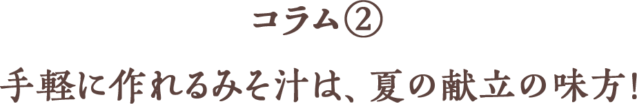 コラム② 手軽に作れるみそ汁は、夏の献立の味方!