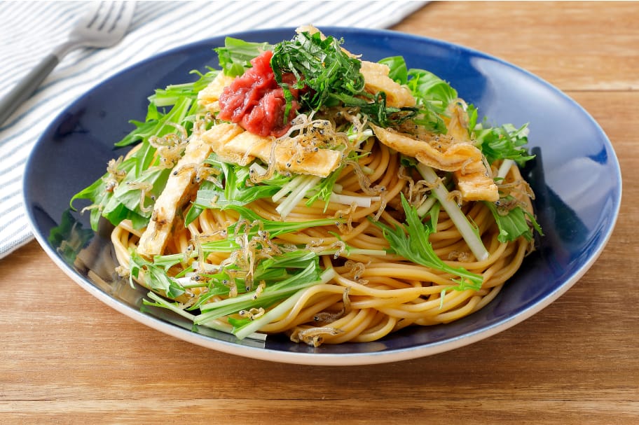 水菜とじゃこのさっぱりパスタ