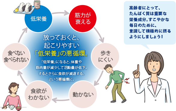 年齢を重ねると、「低栄養」に陥りやすくなります。
