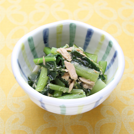 「ツナ缶」を使ってツナと小松菜(もしくは青梗菜)の煮びたし