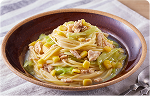 ツナとコーンの豆乳クリームパスタ