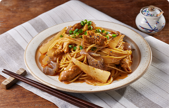 もつ煮込み風パスタ