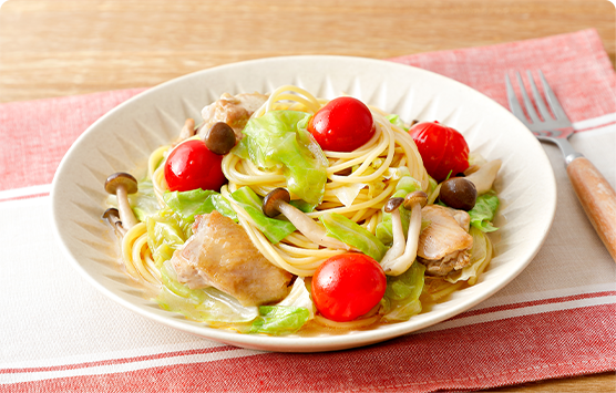 鶏肉とキャベツのペペロンチーノ