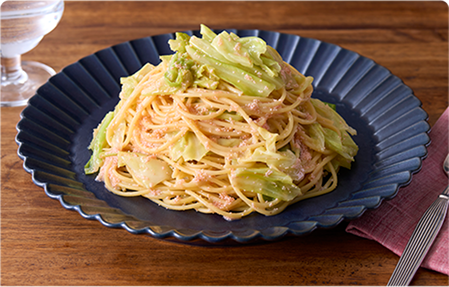 たらことキャベツのだしパスタ