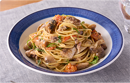 いわし缶ときのこで簡単!パスタ