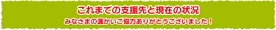 これまでの支援先と現在の状況　みなさまの温かいご協力ありがとうございました！